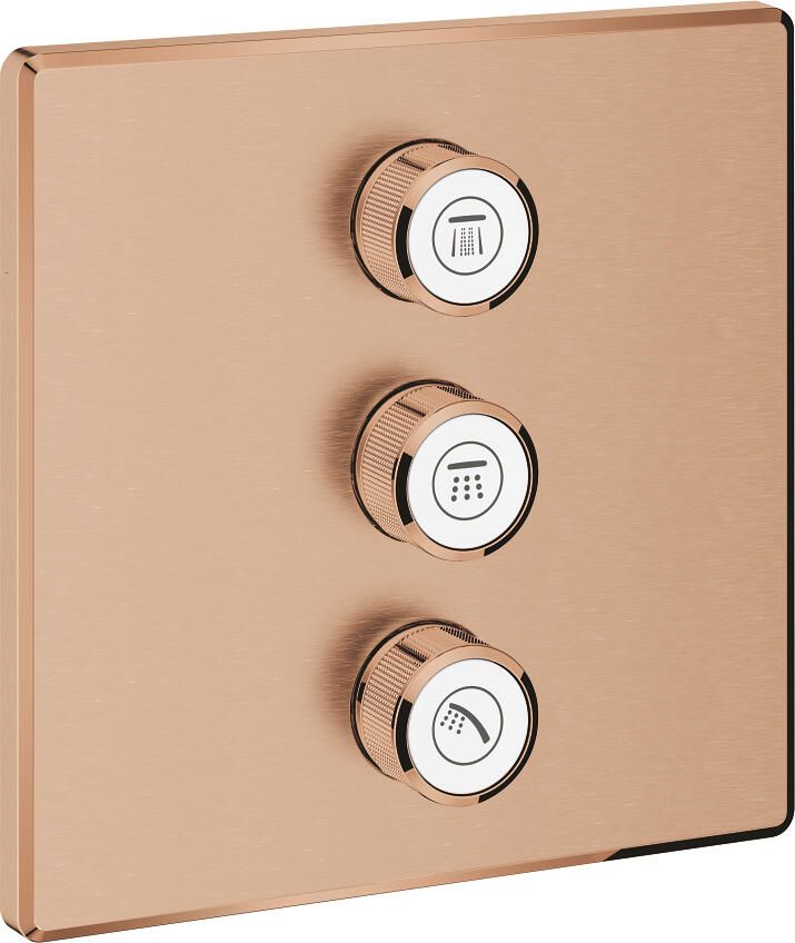 Grohe Grohtherm SmartControl afbouwdeel v. inbouwkraan volume (stopkraan) v. 3 functies vierkant brushed warm sunset 29127DL0