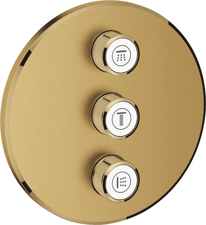 GROHE Grohtherm SmartControl afbouwdeel thermostatische mengkraan met verticale 3-weg omstelling rond geborsteld cool sunrise