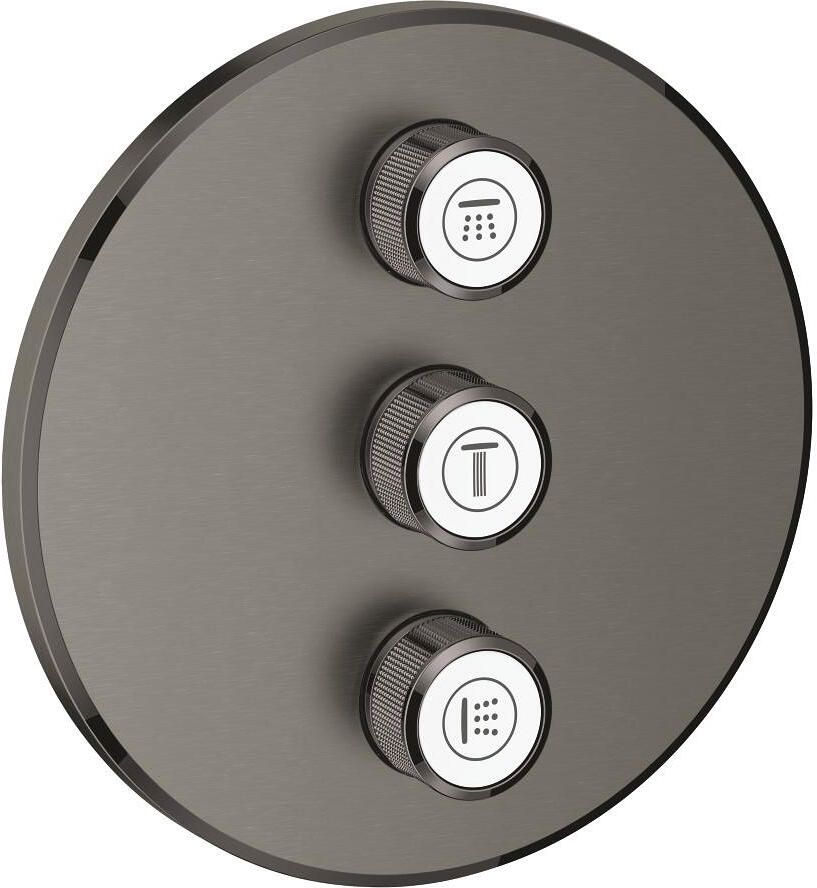 GROHE Grohtherm SmartControl afbouwdeel thermostatische mengkraan met verticale 3-weg omstelling rond geborsteld hard graphite