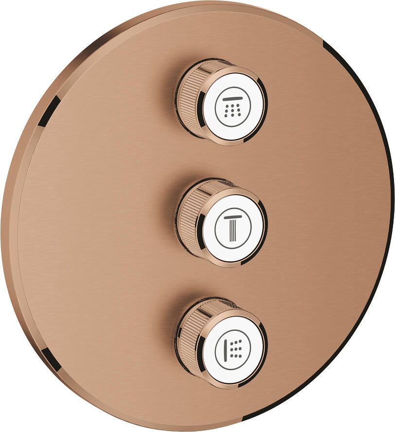 GROHE Grohtherm SmartControl afbouwdeel thermostatische mengkraan met verticale 3-weg omstelling rond geborsteld warm sunset
