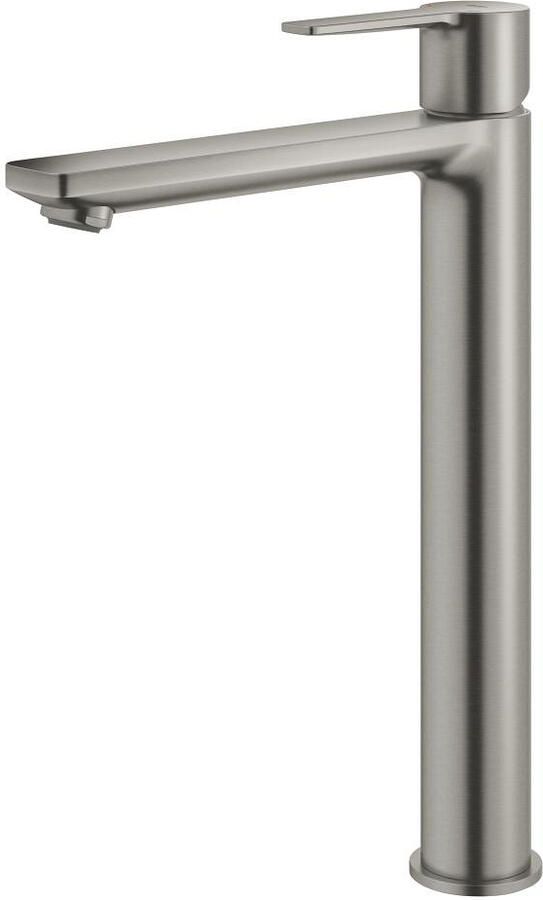 GROHE Lineare New Wastafelmengkraan XL-size eengreeps 1-gats 313mm hoogte glad 181mm uitloop vast supersteel