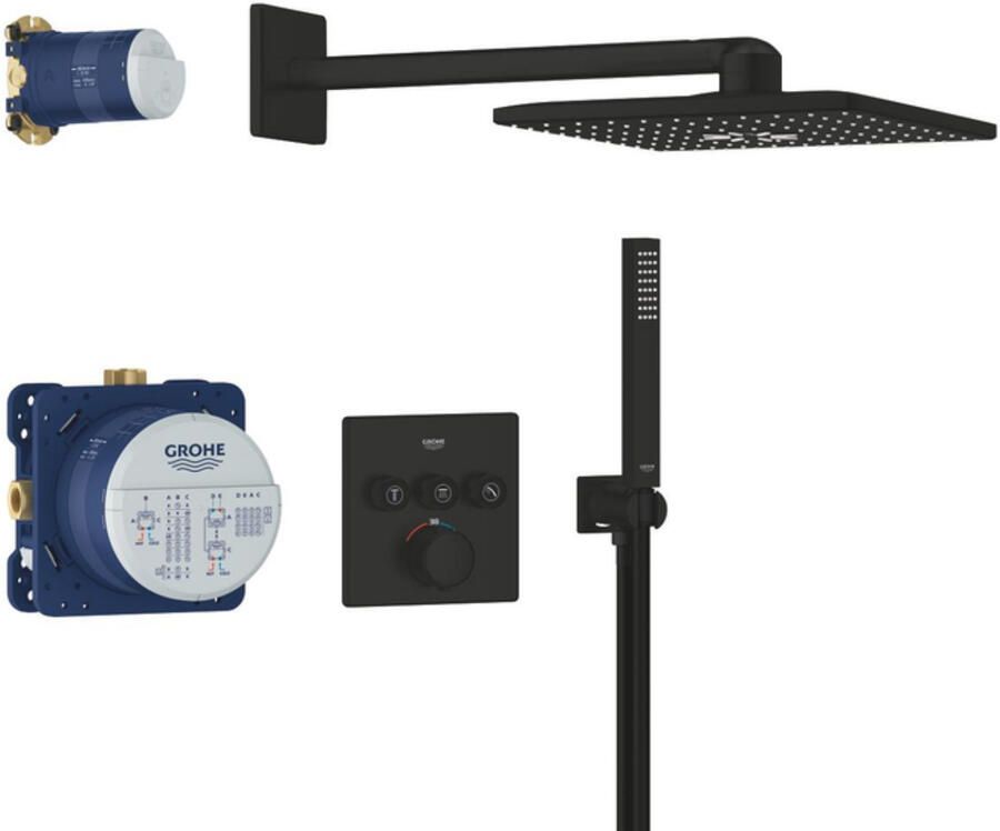 Grohe Regendoucheset Precision Smart Control SmartControl Inbouw Douchesysteem met SmartActiv Vierkant Mat Zwart
