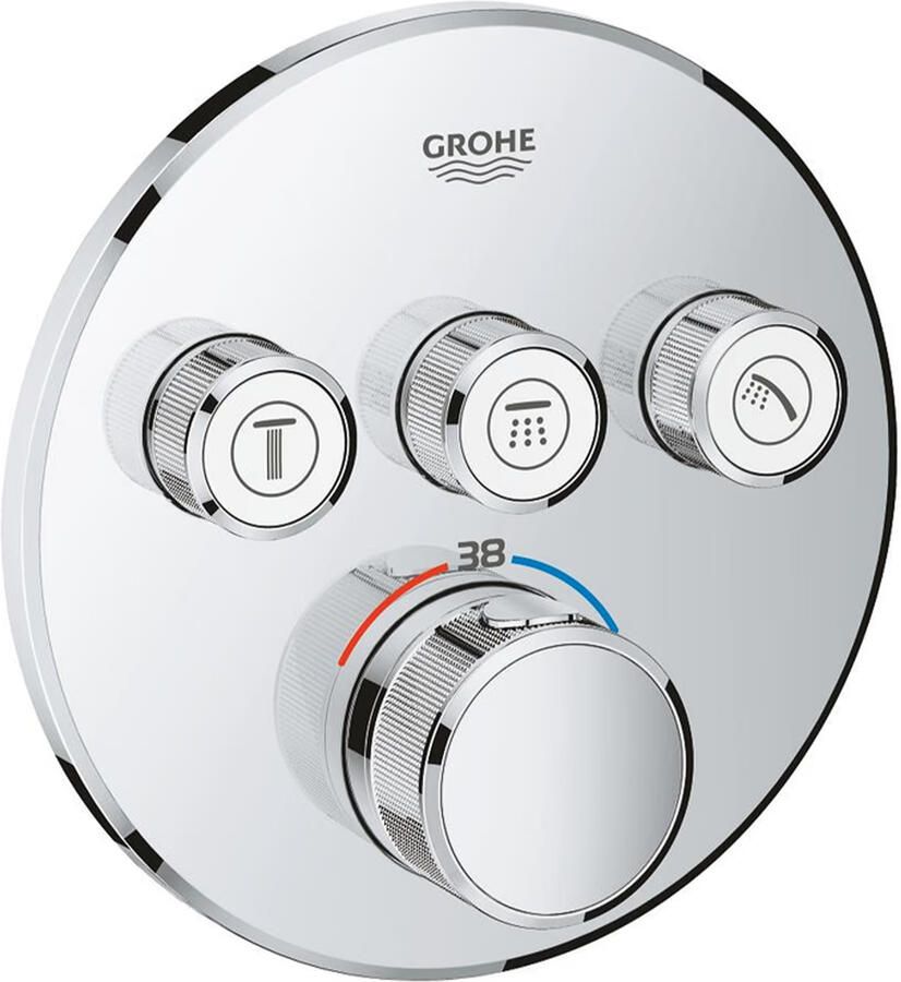 GROHE Grohtherm Smartcontrol Inbouwmengkraan opbouwdeel thermostatisch rond wand eengreeps met 3x omstelinrichting chroom