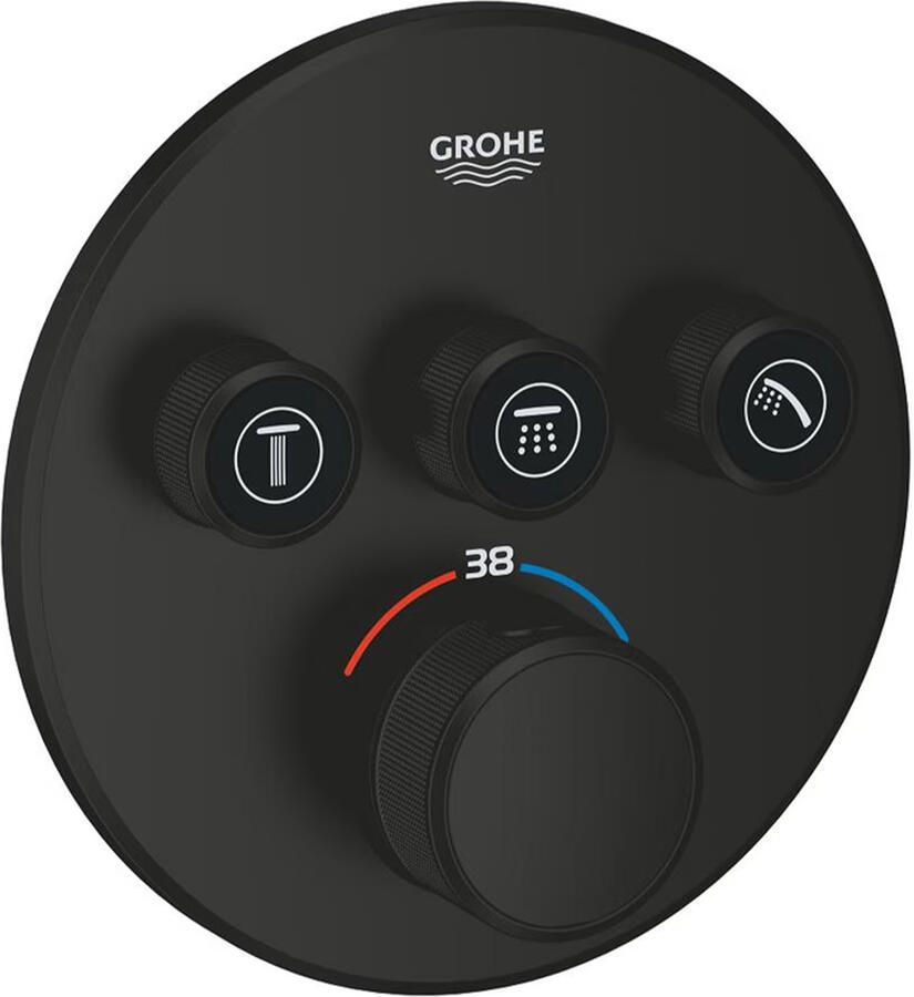Grohe Thermostatische Mengkraan Grohtherm SmartControl Thermostaatkraan Met Omstelling Zwart Matt Black