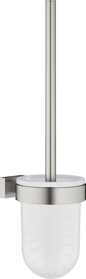 Grohe Essentials Cube closetborstelgarnituur m. glazen inzet wandmodel supersteel 40513DC1