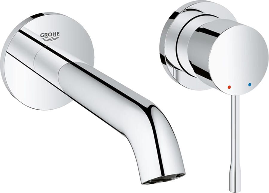 GROHE Essence New Inbouwmengkraan afbouwdeel M-size wand eengreeps 2-gats G1 2" 183mm voorsprong uitloop vast chroom
