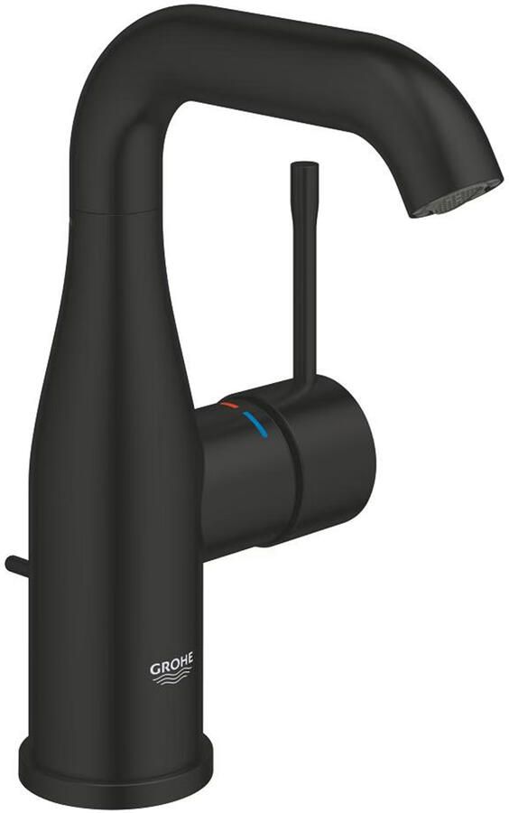 Grohe Wastafelmengkraan Essence New M-Size Met Trekwaste Zwart Matt Black
