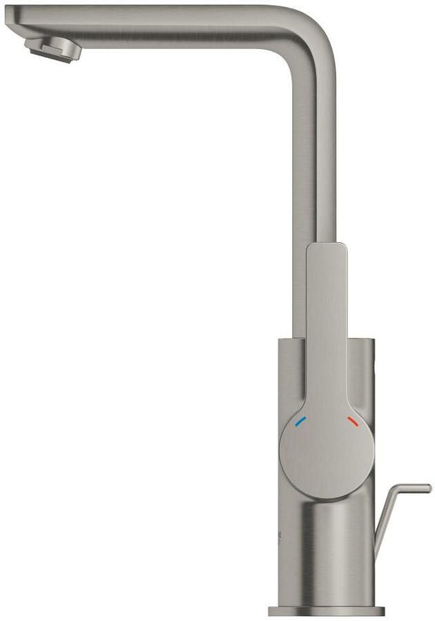 Grohe Lineare New waterbesparende wastafelkraan L-size met waste met draaibare gegoten uitloop supersteel 23296DC1