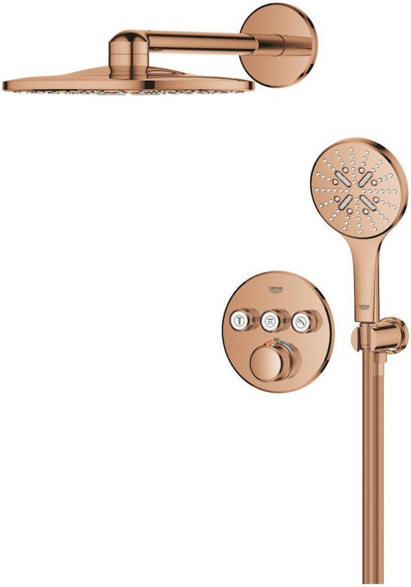 Grohe Smartcontrol Thermostatisch Inbouw Douchekraan Shower-Set Rond Warm Sunrise Geborsteld