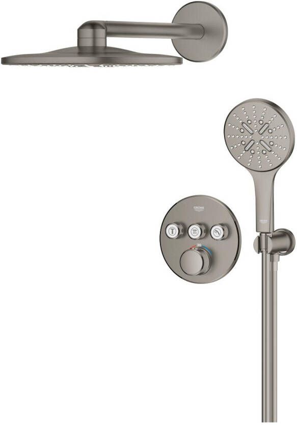 Grohe Smartcontrol Thermostatisch Inbouw Douchekraan Shower-Set Rond Hard Graphite Geborsteld