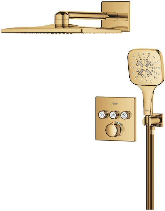 Grohe Smartcontrol Thermostatisch Inbouw Douchekraan Shower-Set Vierkant Cool Sunrise Geborsteld