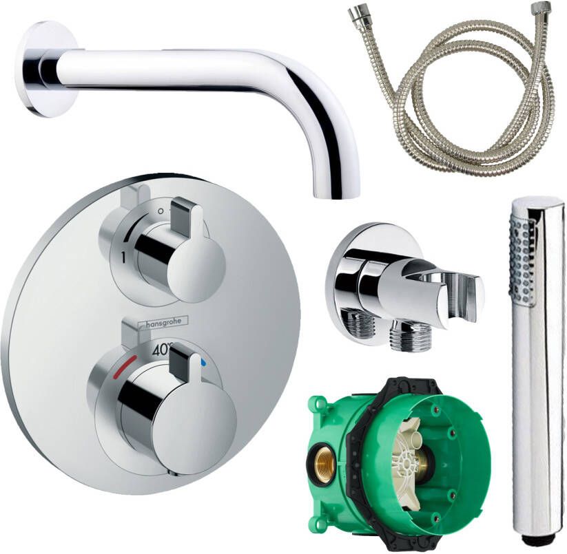 Hansgrohe Badkraanset Ecostat Rond met Handdouche Chroom