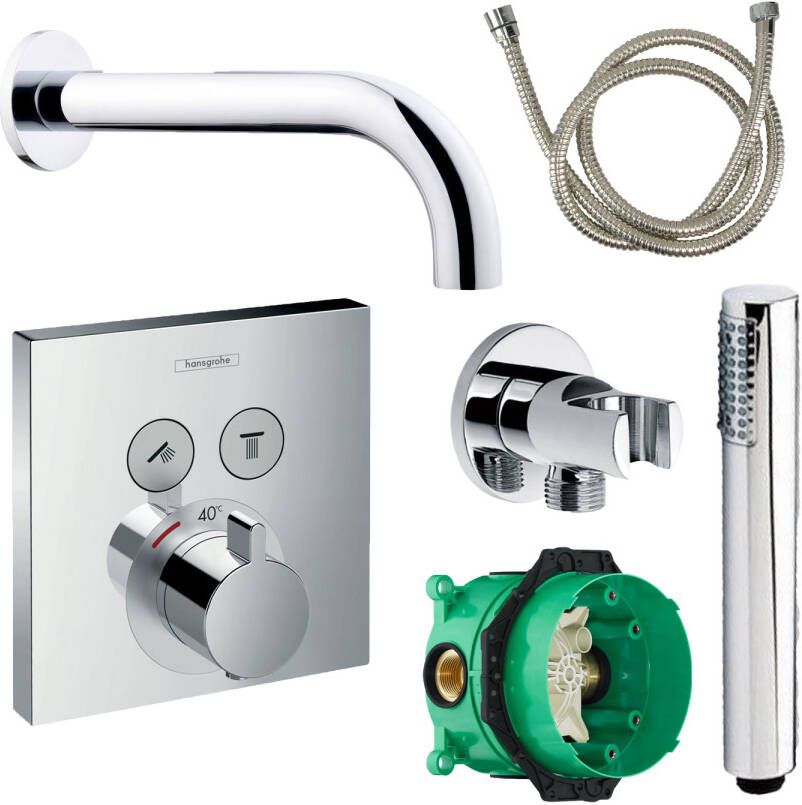 Hansgrohe Badkraanset Select Vierkant met Handdouche Chroom