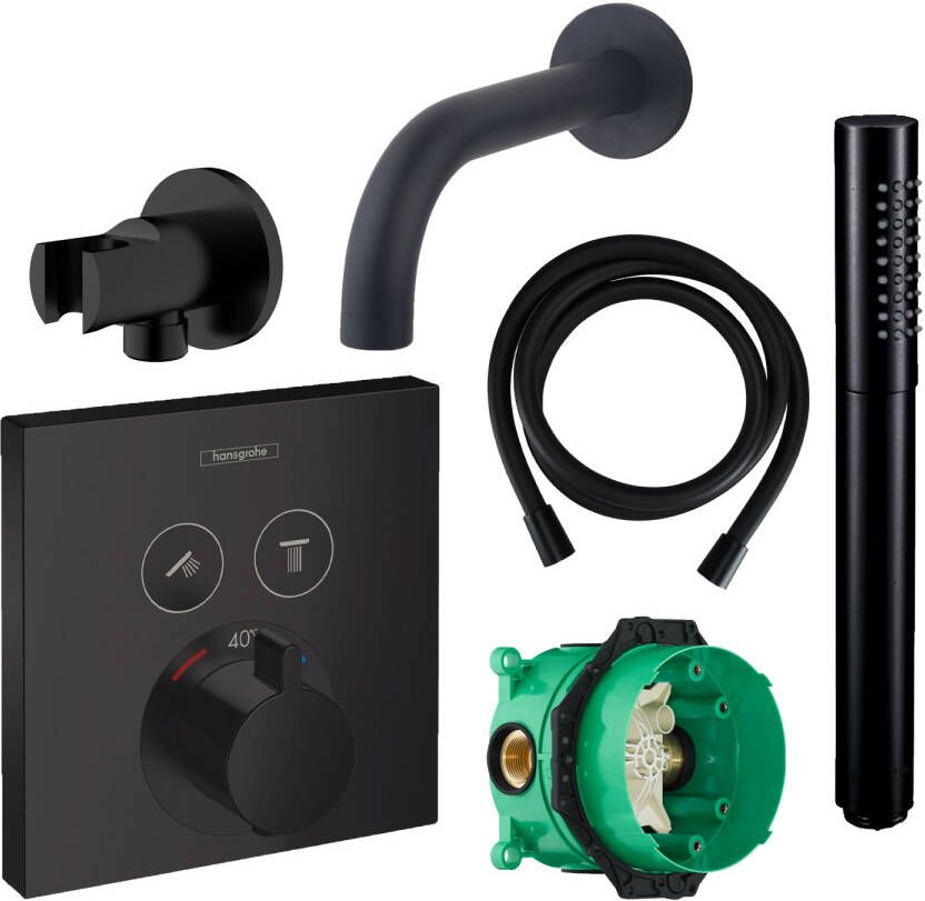 Hansgrohe Badkraanset Select Vierkant met Handdouche Zwart