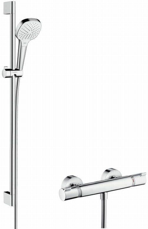 Hansgrohe Croma Select E Doucheset glijstangset croma select e vario handdouche 90cm Ecostat Comfort douchekraan thermostatisch wit chroom 27082400