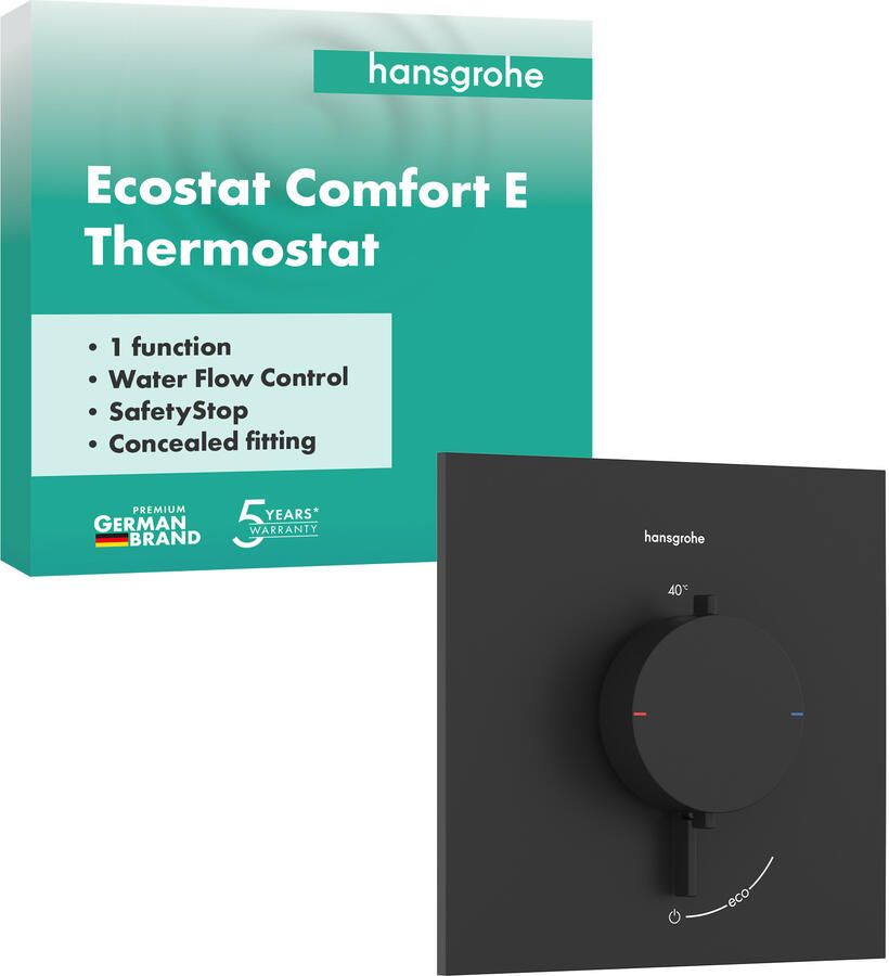 Hansgrohe Afbouwdeel Ecostat Comfort E Inbouwthermostaat Voor 1 Functie Mat Zwart