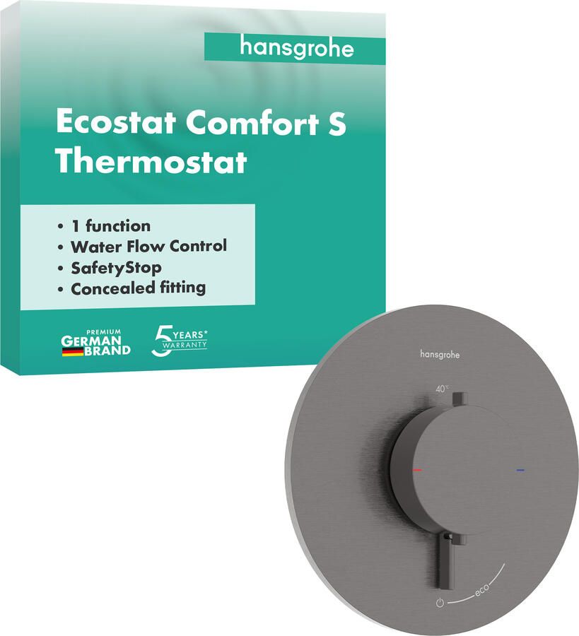 Hansgrohe Afbouwdeel Ecostat Comfort S Inbouwthermostaat Voor 1 Functies Brushed Black Chrome