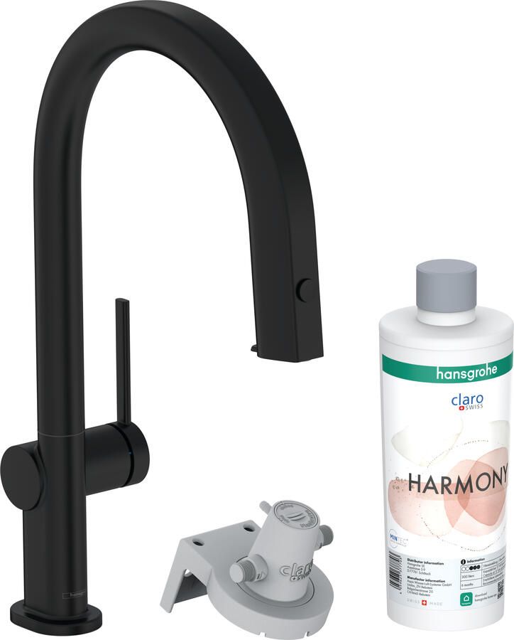 Hansgrohe Aqittura M91 Filter systeem 210 uittrekbare uitloop 1jet sBox starter set mat zwart
