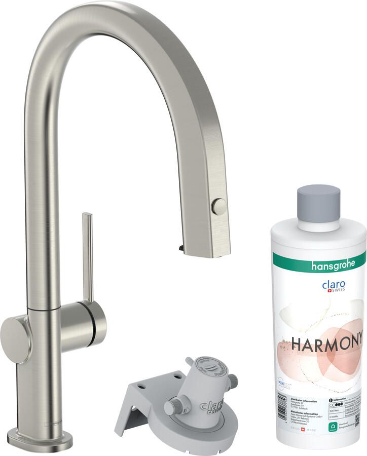 Hansgrohe Aqittura M91 Filter systeem 210 uittrekbare uitloop 1jet sBox starter set rvs look