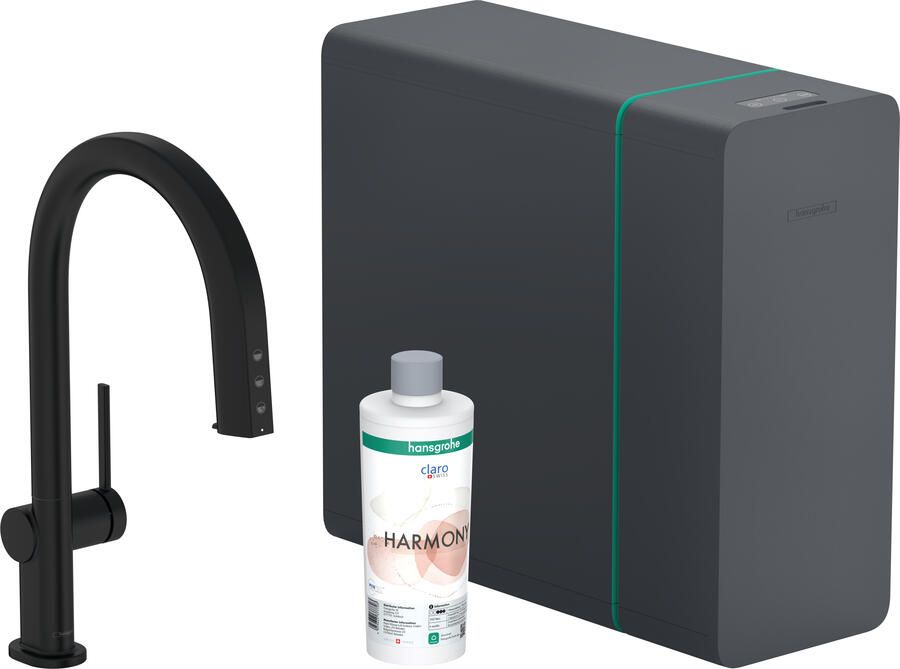 Hansgrohe Aqittura M91 Soda systeem 210 uittrekbare uitloop 1jet sBox mat zwart