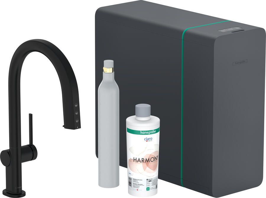 Hansgrohe Aqittura M91 SodaSystem 210 uittrekbare uitloop 1jet sBox starter set mat zwart