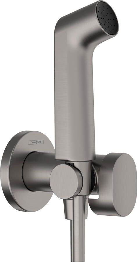 Hansgrohe bidethanddouche 1jet S EcoSmart voor koud water met porter en doucheslang 125 cm Brushed Black Chrome