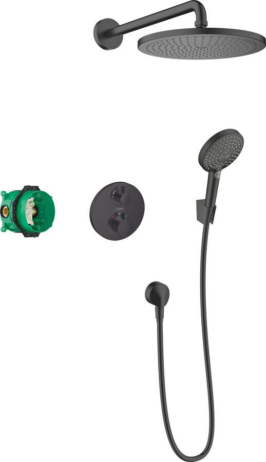 Hansgrohe Croma inbouw regendouche met 28cm hoofddouche en 3 standen handdouche zwart mat