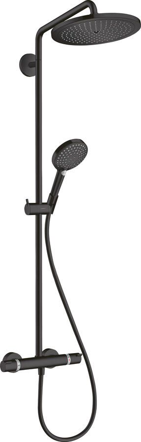 Hansgrohe Croma Select S Showerpipe 280 1jet EcoSmart 9 l min met douchethermostaat en handdouche Raindance Select S 120 3jet mat zwart