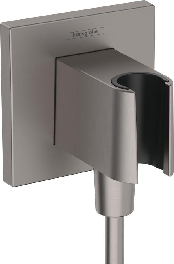 Hansgrohe FixFit E muuraansluitbocht met handdouchehouder Brushed Black Chrome