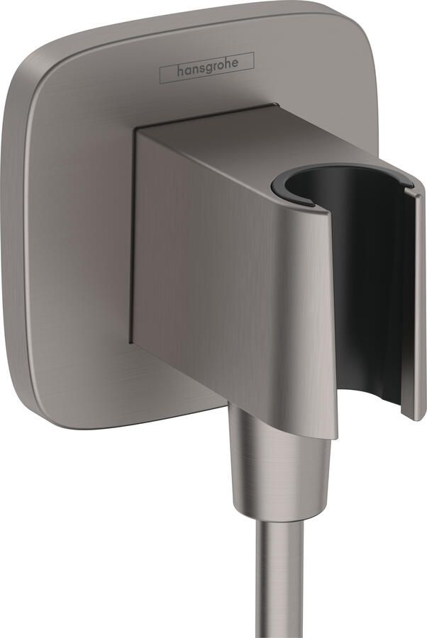 Hansgrohe FixFit Q muuraansluitbocht met handdouchehouder Brushed Black Chrome