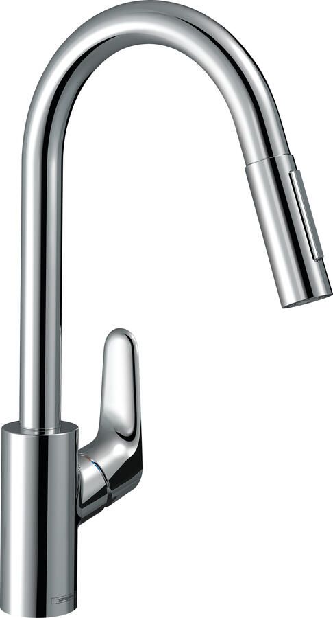 Hansgrohe Focus M41 ééngreeps keukenmengkraan 240 EcoSmart met uittrekbare vuistdouche 2 straalsoorten chroom