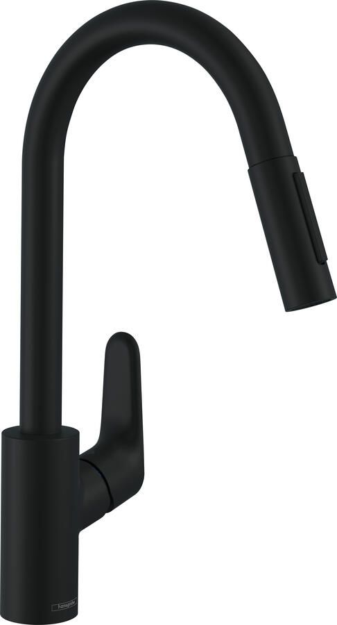 HANS GROHE Hansgrohe Focus M41 Keukenmengkraan eengreeps 1-gats uittrekbaar 2jet 235mm uitloop 406mm hoogte draaibaar mat zwart