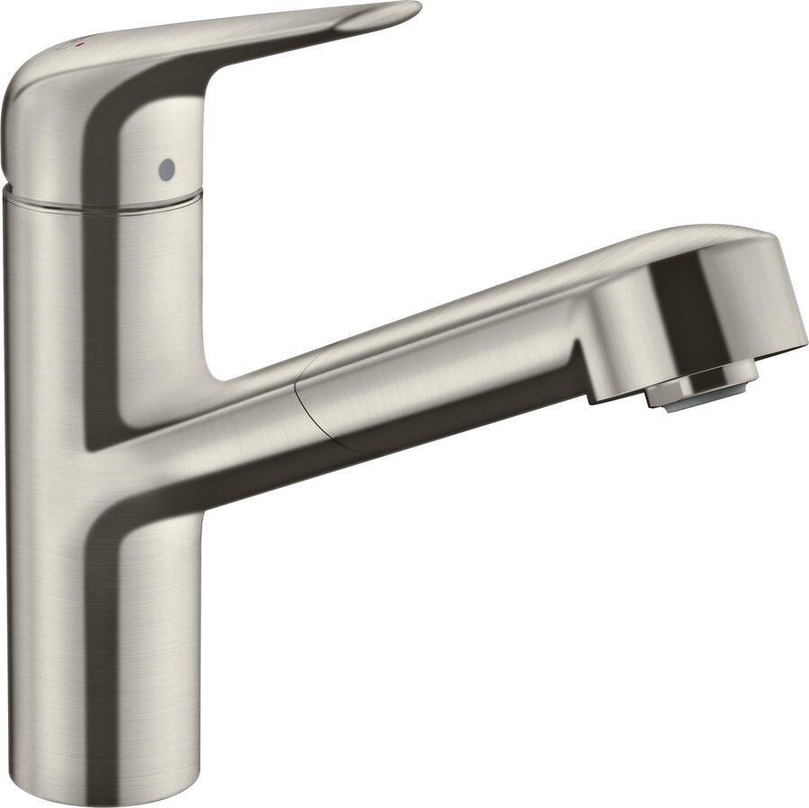 Hansgrohe Focus M42 ééngreeps keukenmengkraan met draaibare uitloop en uittrekbare vuistdouche 22 2 cm rvs-look