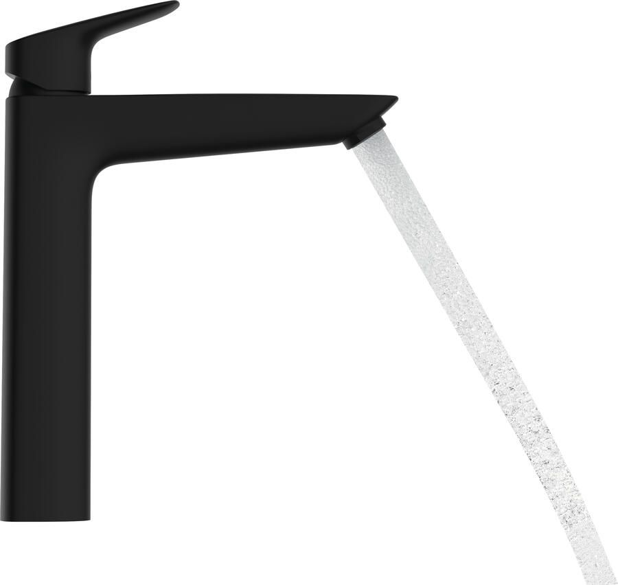 Hansgrohe Logis ééngreeps wastafelmengkraan 190 met PopUp trekwaste mat zwart