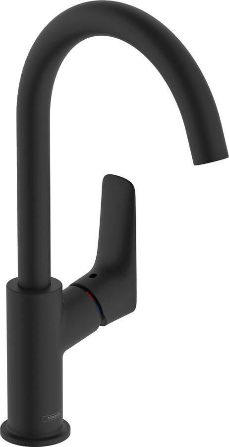 Hansgrohe Logis ééngreeps wastafelmengkraan 210 draaibare uitloop zonder afvoer mat zwart