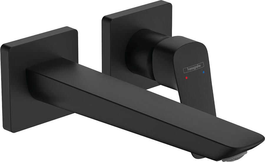 Hansgrohe Logis Fine ééngreeps wastafelmengkraan inbouw voor wandmontage voorsprong 20 5 cm mat zwart