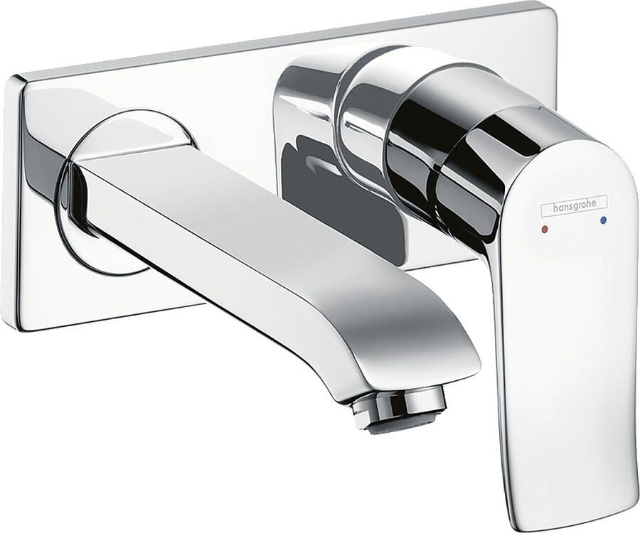 Hansgrohe Metris ééngreeps wastafelmengkraan afbouwdeel LowFlow met voorsprong 165 mm en PushOpen afvoerplug chroom