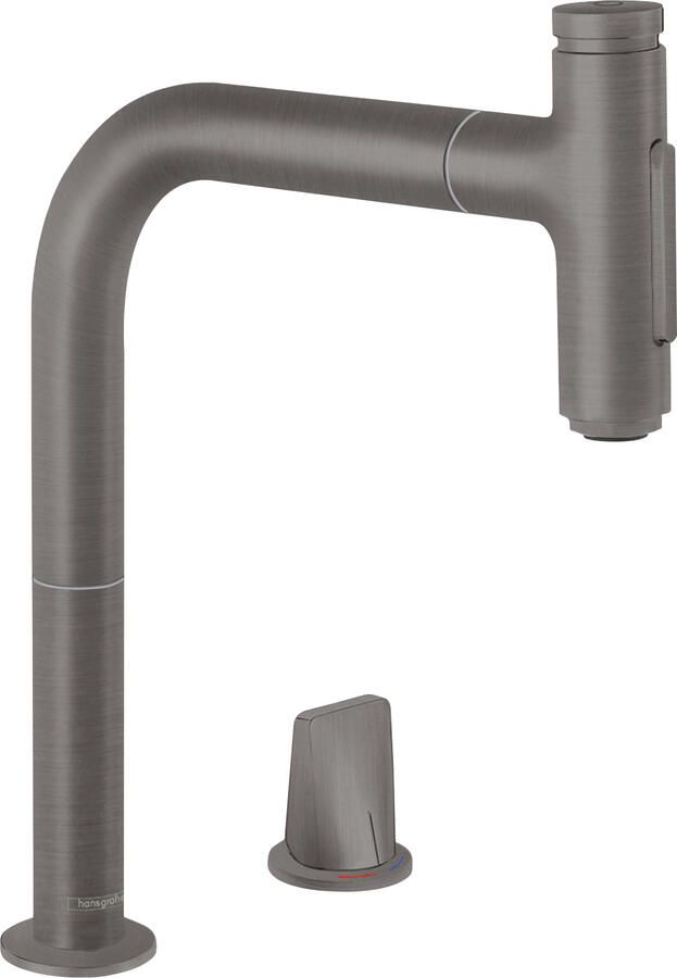 Hansgrohe Metris Select M71 2-gats ééngreeps keukenmengkraan 200 met uittrekbare vuistdouche en sBox 2 straalsoorten Brushed Black Chrome