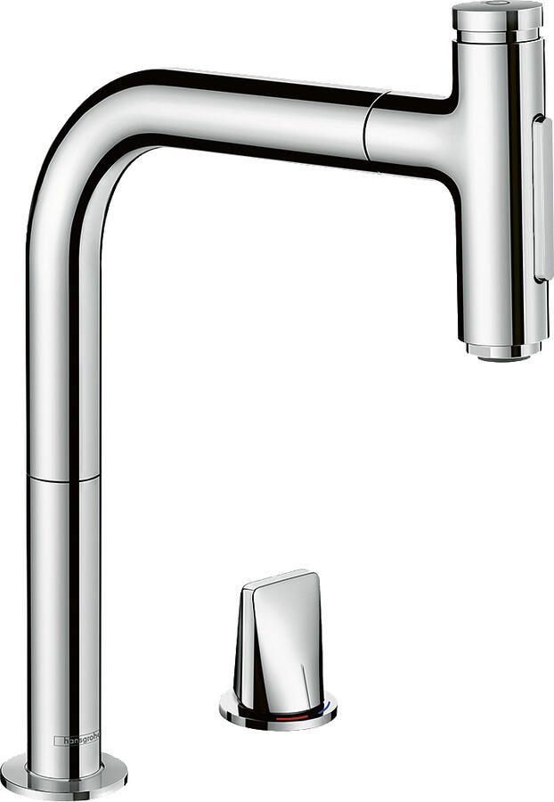 Hansgrohe Metris Select M71 2-gats ééngreeps keukenmengkraan met uittrekbare vuistdouche chroom