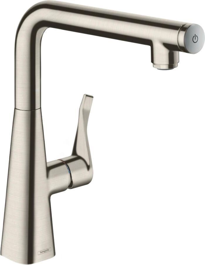 Hansgrohe Metris Select keukenkraan 260 met instelbaar draaibereik uitloop 110° 150° of 360° m. Select knop v. pauzefunctie RVS look 14847800