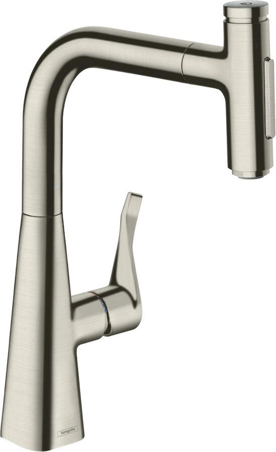 Hansgrohe Metris Select M71 M7117-H240 ééngreeps keukenmengkraan met uittrekbare vuistdouche rvs look