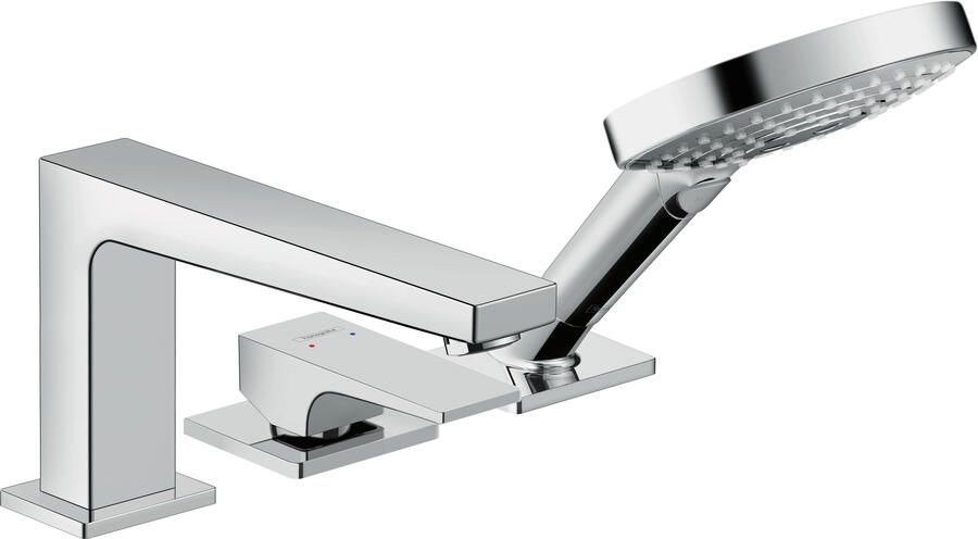 Hansgrohe Metropol 3-gats badrandmengkraan met rechte greep met Secuflex chroom