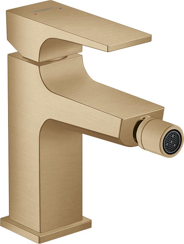 Hansgrohe Metropol 1-gats bidetkraan 100 met push open waste met voorsprong uitloop 12.9cm brushed bronze 32520140