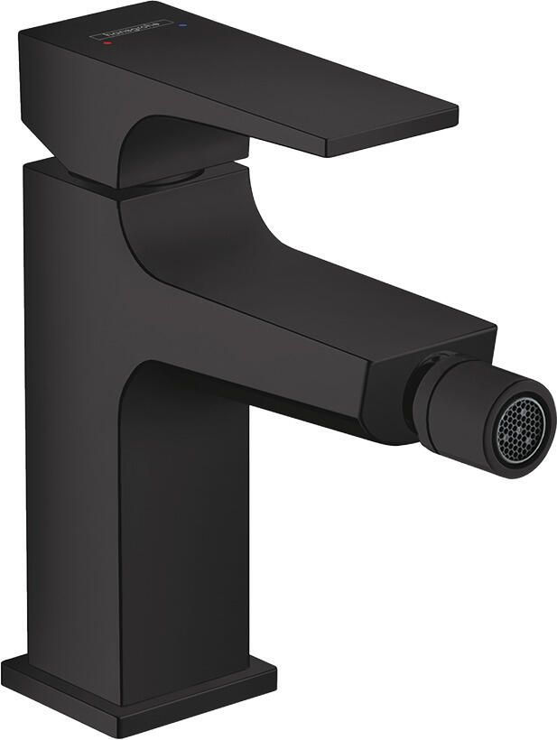 Hansgrohe Metropol 1-gats bidetkraan 100 met push open waste met voorsprong uitloop 12.9cm mat zwart 32520670