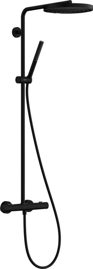 Hansgrohe Pulsify S Puro Thermostatische Regendoucheset 26cm ronde hoofddouche staafhanddouche mat zwart 24222670