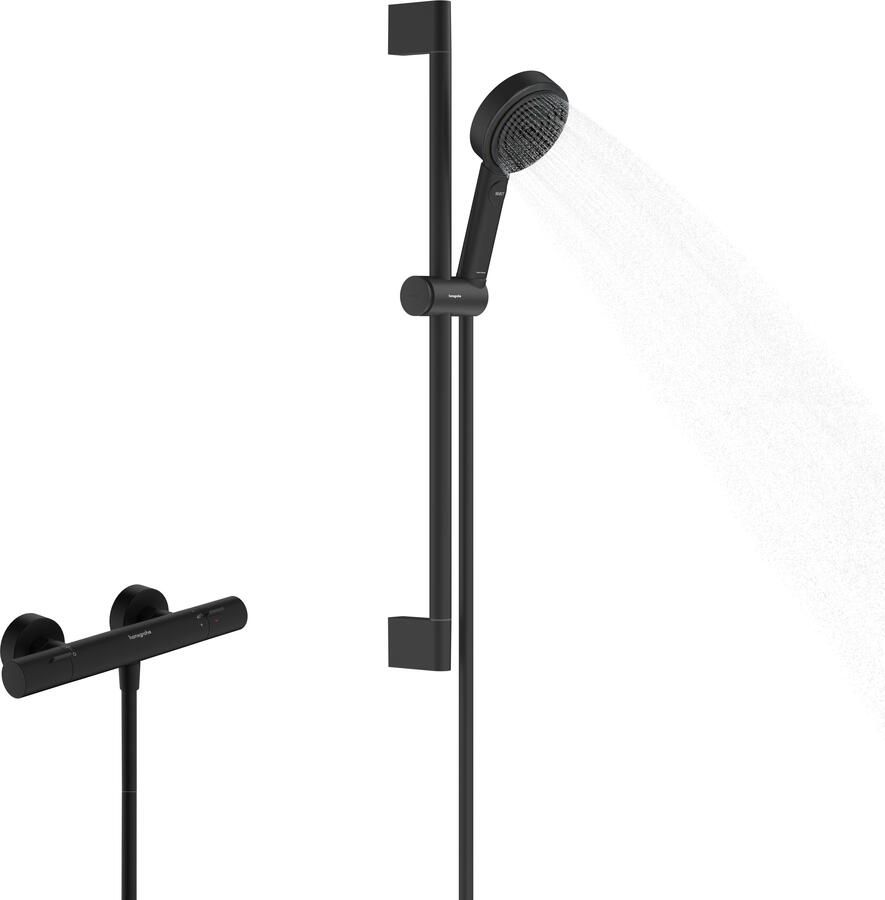 Hansgrohe Pulsify Select S Douchesysteem 105 3jet Relaxation EcoSmart met Ecostat Fine en glijstang 65 cm mat zwart