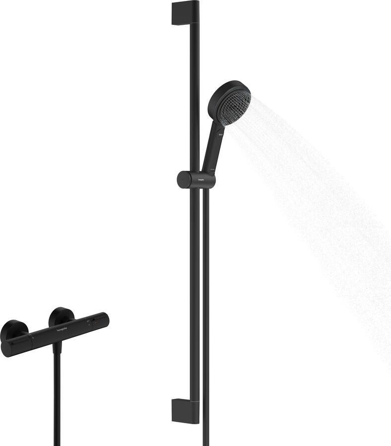 Hansgrohe Pulsify Select S douchesysteem 105 3jet Relaxation EcoSmart met Element en glijstang 90 cm mat zwart