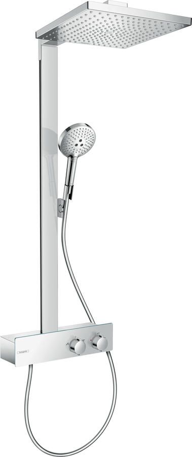 Hansgrohe Raindance E Square E300 1jet showerpipe:m. ShowerTablet 350 opbouw douchekraan thermostaat m. Raindance E300 1 jet hoofddouche chroom 27361000
