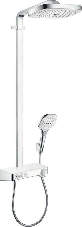 Hansgrohe Raindance Select E300 showerpipe: met Showertablet 300 opbouwkraan thermostatisch met handdouche 3jet en hoofddouche 3jet wit chroom 27127400