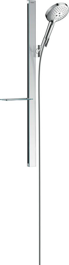 Hansgrohe Raindance Select S doucheset 120 3jet met Unica`E glijstang 90 cm met handdouche EcoSmart en zeepschaal 90 cm met Isiflex`B doucheslang 160 cm chroom
